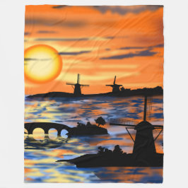 Sea Sunrise Fleece Blanket Netherlands Lanscape