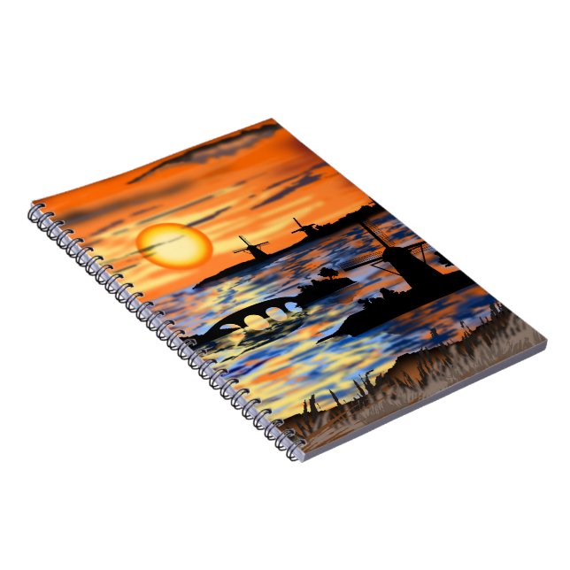 Sea Sunrise Notebook Netherlands Landskap Anteckningsbok (Högra Sidan)