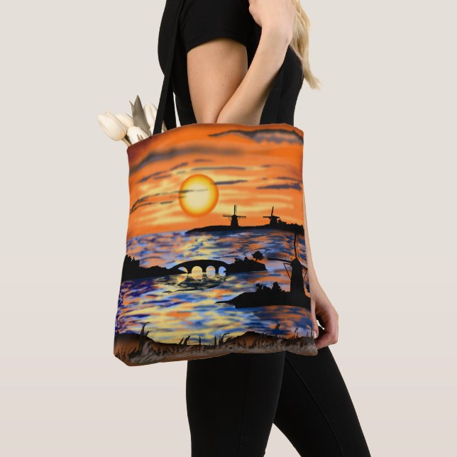 Sea Sunrise Tote Bag Ligcape Tygkasse (Närbild)