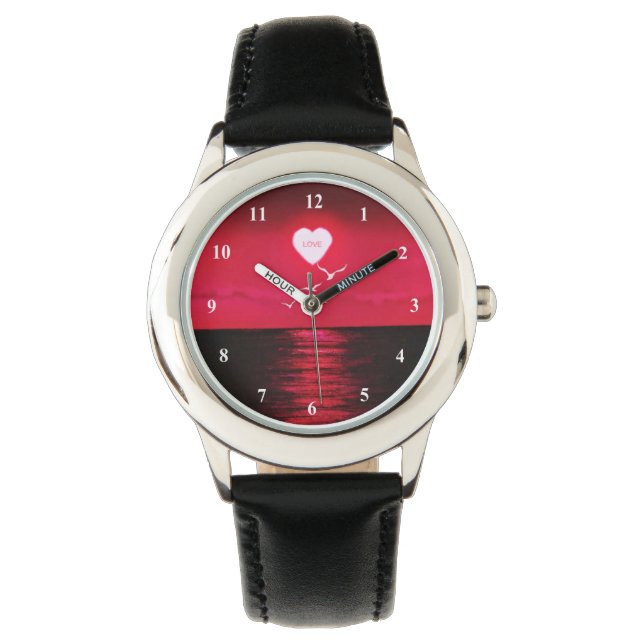 Sea Sunset Black Red Watch Armbandsur (Framsida)