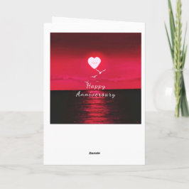 Sea Sunset Heart Kärlek-årsjubileumskort för Sol Kort