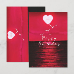 Sea Sunset Heart Sol med Text Kärlek Birday Card Kort