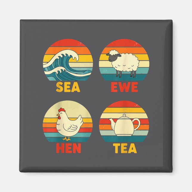 Sea Sunset Hen Quote Tea Ewe Magnet (Framsidan)