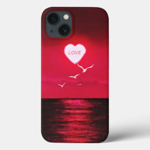 Sea Sunset Kärlek Hear Romantic Black Red Ditt nam