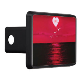 Sea Sunset Kärlek Heart Black and Red Hitch Cover Dragkroksskydd