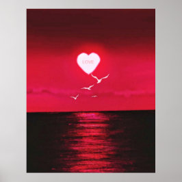 Sea Sunset Kärlek Poster Romantic - Din text Namn