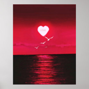 Sea Sunset Kärlek Poster Romantic - Din text Namn