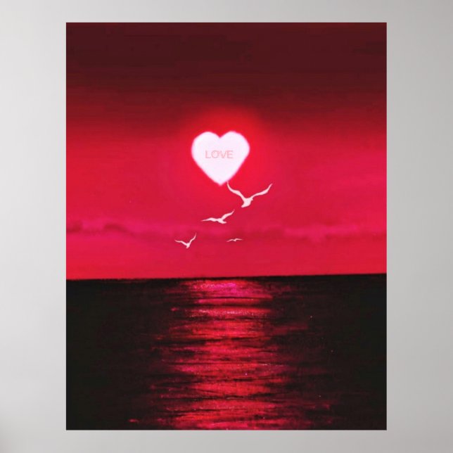 Sea Sunset Kärlek Poster Romantic - Din text Namn (Framsidan)