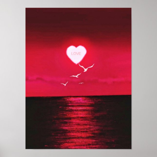 Sea Sunset Kärlek Poster Romantic - Din text Namn (Framsidan)