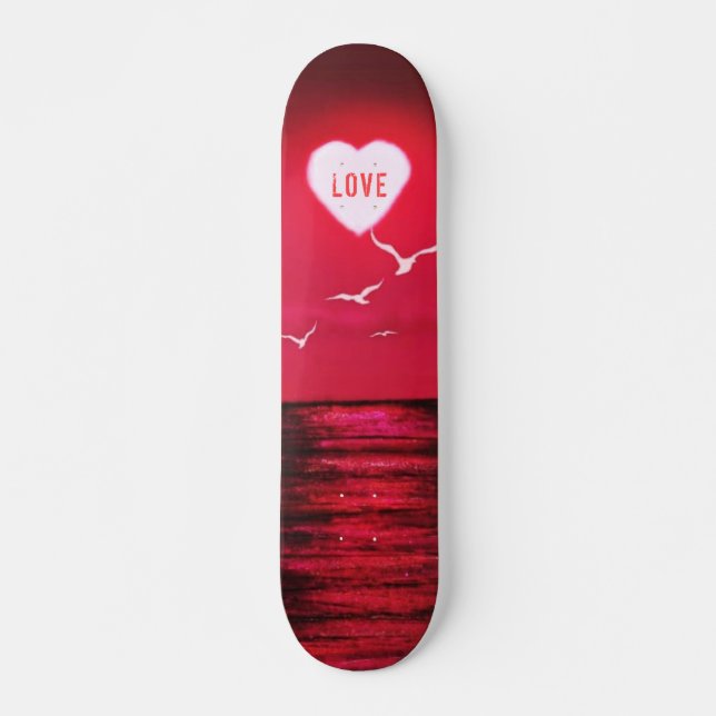 Sea Sunset Kärlek Skateboard Romantic Black Red (Framsida)