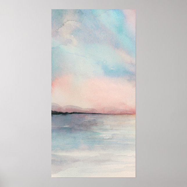 Sea Sunset Triptych - Pastel Watercolor Poster (Framsidan)