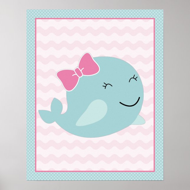 Sea Sweeties Girl Sjöliv Aqua Whale Art Poster (Framsidan)