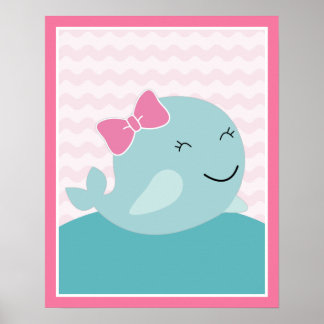 Sea Sweeties Girl Sjöliv Rosa- Whale Art Poster