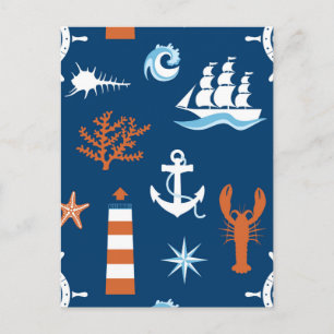 Sea Theme Mönster Vykort
