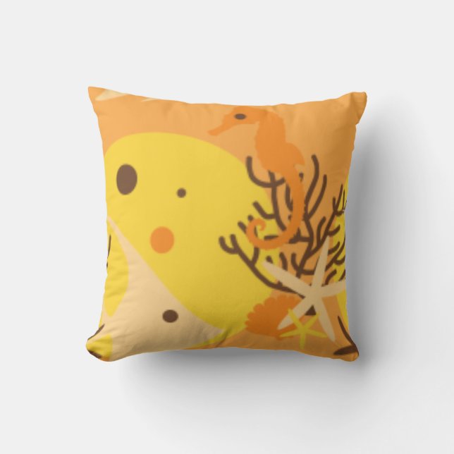 Sea ThLED Toss Pillows - Orange Cream Färg Theme Kudde (Framsida)