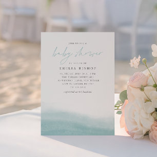 Sea Tides Coastal Watercolor Baby Shower Inbjudningar