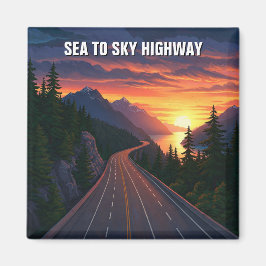 Sea to Himmel Highway Vancouver Canada Sunset Trav Magnet