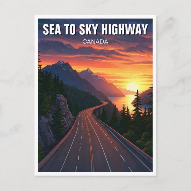 Sea to Himmel Highway Vancouver Canada Sunset Trav Vykort (Framsida)
