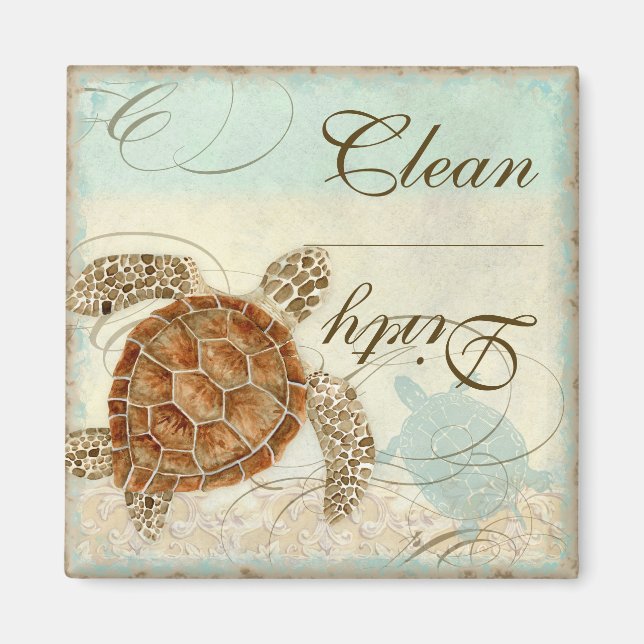 Sea Turte Coastal Beach - Dishwasher Magnet (Framsidan)