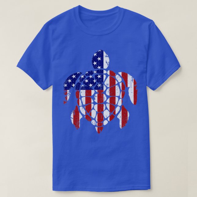 Sea Turtle 4th of July American Flag T Shirt (Design framsida)