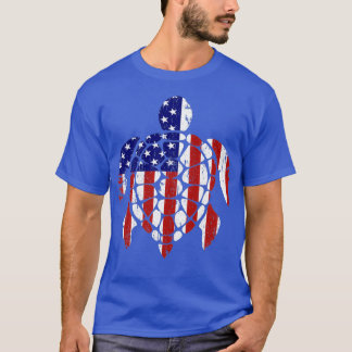 Sea Turtle 4th of July American Flag T Shirt