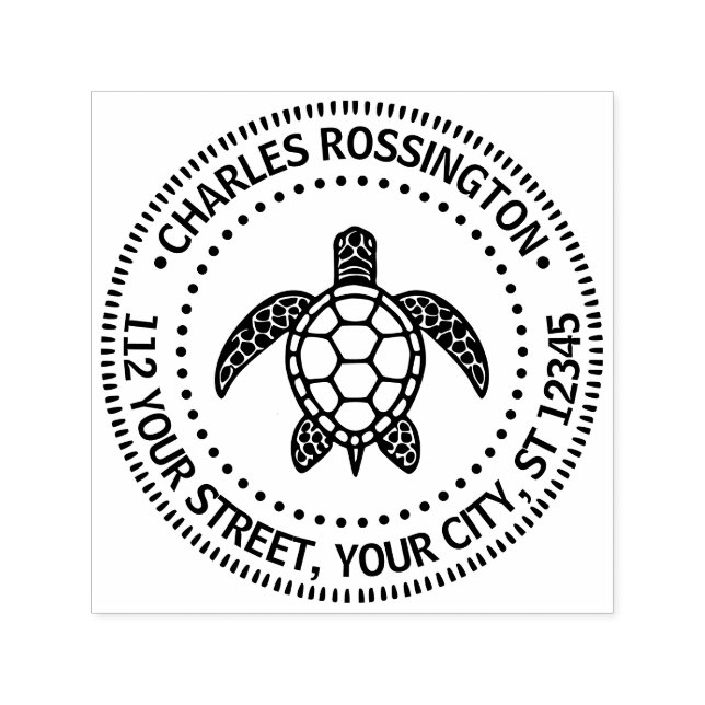 Sea Turtle #5N Namn Returadress Självfärgande Stämpel (Design)