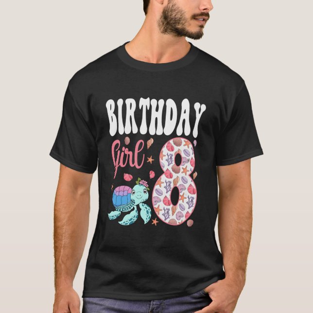 Sea Turtle 8Th 8 Ocean Aquarium Bday T Shirt (Framsida)