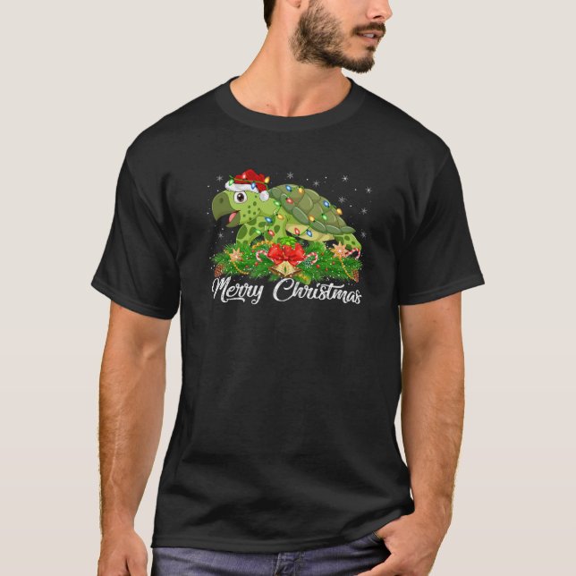 Sea Turtle Älskare Matching Santa Hat Sea Turtle C T Shirt (Framsida)