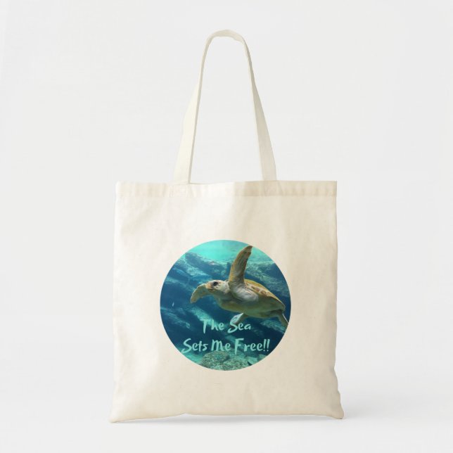 Sea Turtle Älskare Tote Bag for Bokar, Beach Bära Tygkasse (Framsidan)