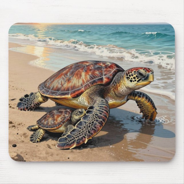 Sea Turtle and Baby Illustration  Musmatta (Framsidan)