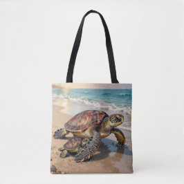 Sea Turtle and Baby Illustration Tygkasse