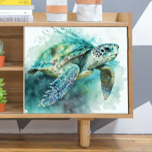 Sea Turtle and Bubbles Decoupage