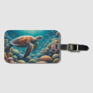 Sea Turtle and Coral Bagagebricka