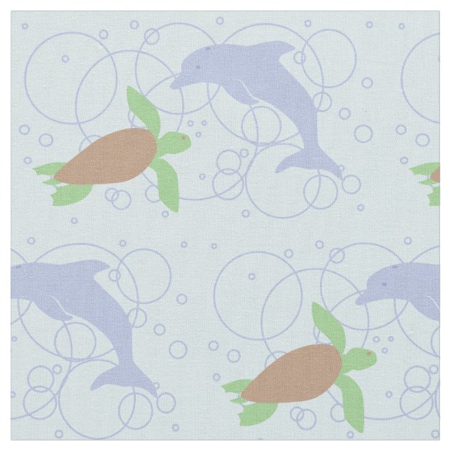 Sea Turtle and Dolphin Tyg (Närbild)