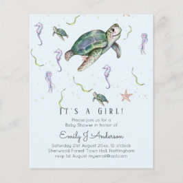 Sea Turtle and Friends Pojke eller Girl Shower Inv