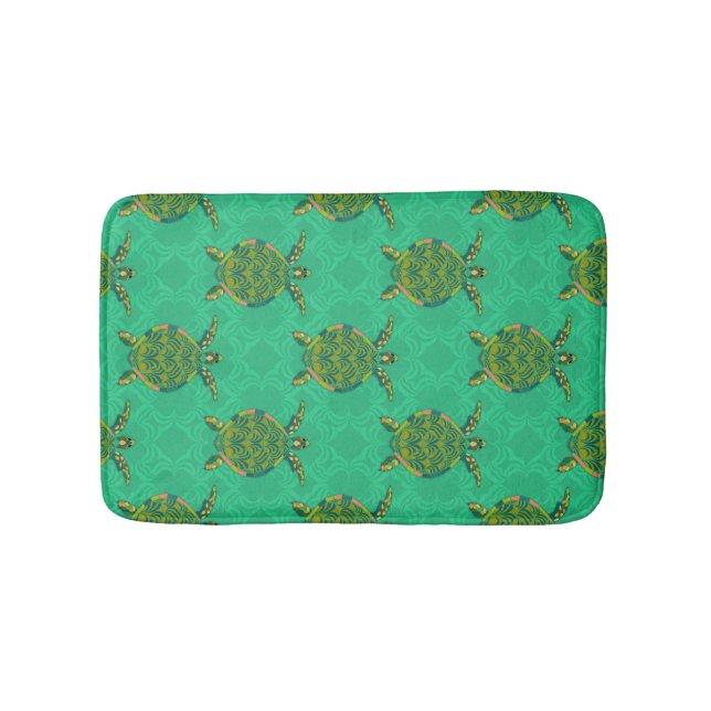 Sea Turtle Aquamarine Bath Mat Badrumsmatta (Framsidan)