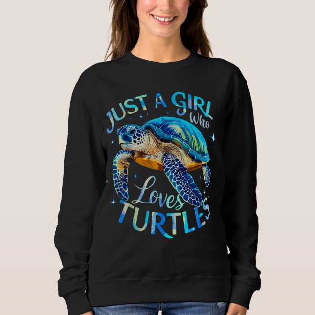 Sea Turtle är bara en flicka som Kärlekar sköldpad T Shirt (Framsida)