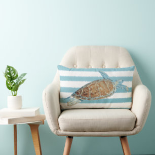 Sea Turtle Art Blue Lumbarkudde