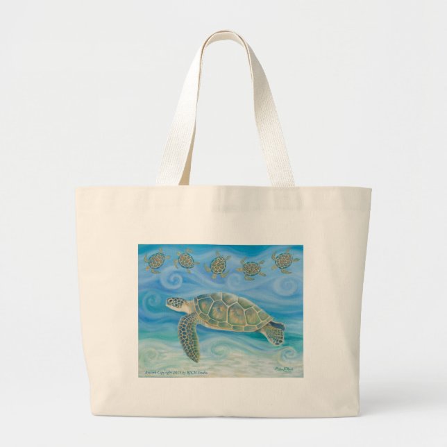 Sea Turtle Artwork Tote Bag Jumbo Tygkasse (Framsidan)