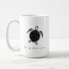 Sea turtle b/w kaffemugg
