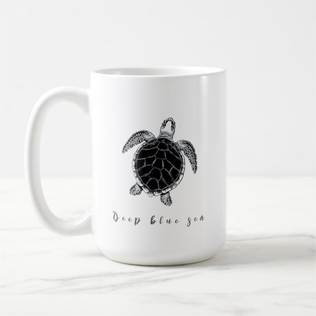 Sea turtle b/w kaffemugg (Vänster)