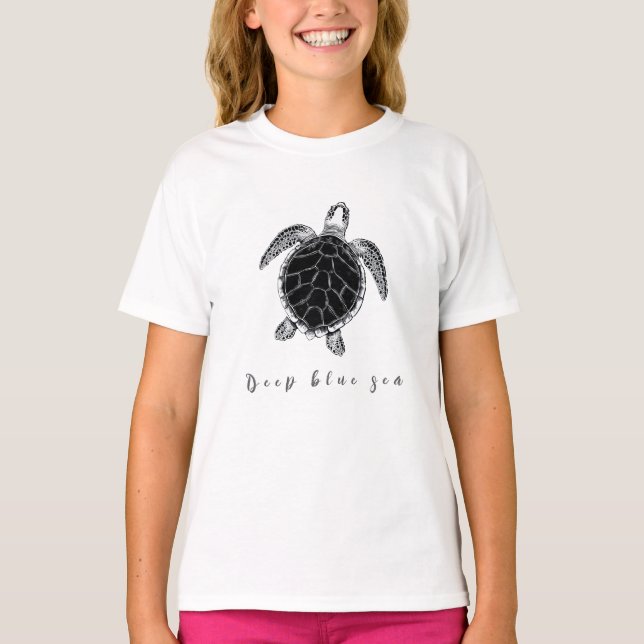 Sea turtle b/w t shirt (Framsida)