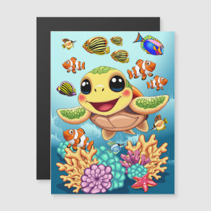 Sea Turtle Baby Lycklig och Cute Character