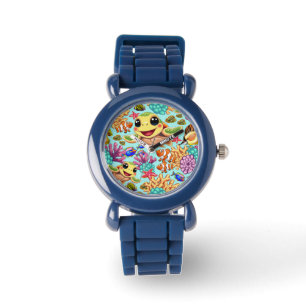 Sea Turtle Baby Lycklig och Cute Character Armbandsur