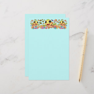 Sea Turtle Baby Lycklig och Cute Character Brevpapper
