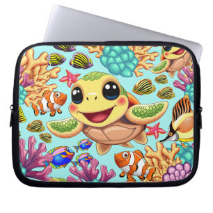 Sea Turtle Baby Lycklig och Cute Character Laptop Fodral