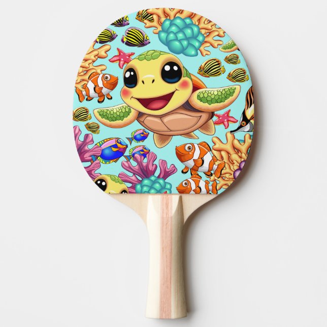 Sea Turtle Baby Lycklig och Cute Character Pingisracket (Framsidan)