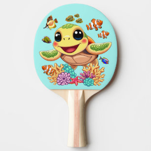 Sea Turtle Baby Lycklig och Cute Character Pingisracket