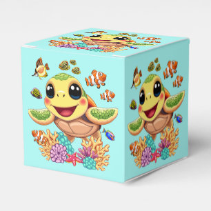 Sea Turtle Baby Lycklig och Cute Character Presentaskar