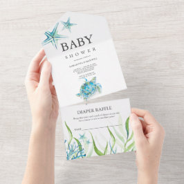 Sea Turtle Baby Shower Allt i en inbjudan